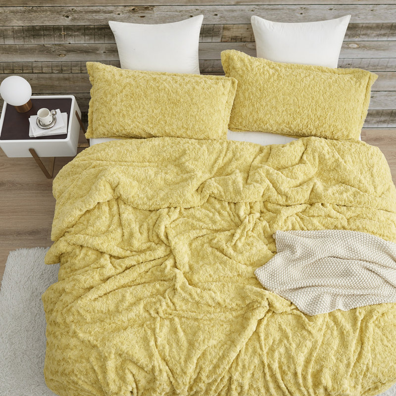 Ensemble d'édredon surdimensionné petit inducteur Coma, Édredon pour très grand lit + 2 très grandes ta, Jaune curcuma