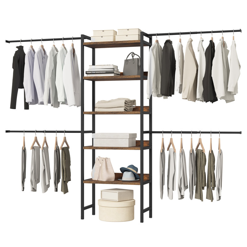 17 Stories Adjustable Heavy Duty Garment Rack Walk In Closet Organizer ...
