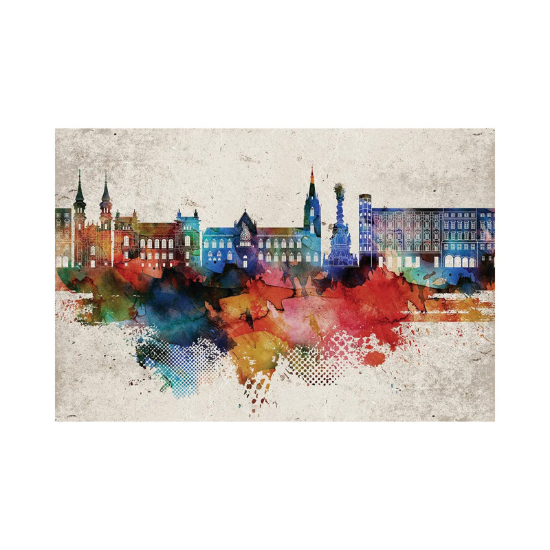 Linz Abstract Skyline by WallDecorAddict - Wrapped Canvas Print, 30.48cm H x 45.72cm W x 2cm D