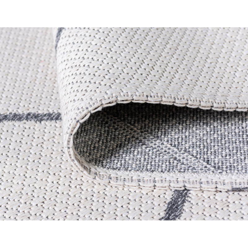 Tapis ivoire / gris en coton Gabriel, Rectangle 2 pi 2 po x 3 pi