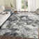 Abstract Machine Washable Rug for Living Room Bedroom Ultra Thin Non Slip Modern Carpet for Dining Room, Low Pile Accent Floorcover for Office Home