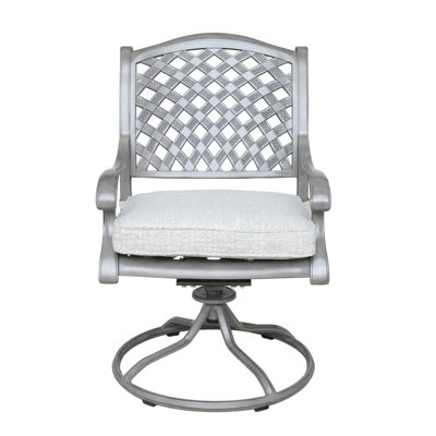 Chaise berçante d'extérieur pivotante en aluminium avec coussins, ensemble de 2, gaze dorée, résistante aux intempéries et confortable