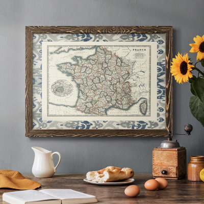 Border Map of France - Reproduction d'un seul cadre photo sur toile