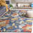 Marilyn Hand Tufted Wool Cotton Floral Rug in Navy Blue/Red-1898363794