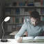 Lampe de bureau à col de cygne réglable à DEL 19,25 po avec base robuste et interrupteur à bascule, lampe de travail noire pour la lecture de bureau à domicile
