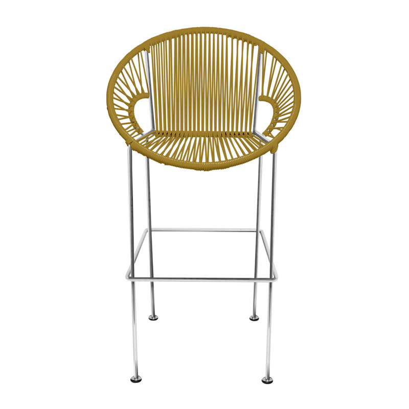 Puerto Outdoor Handmade Counter Height Stool, Chrome, Gold