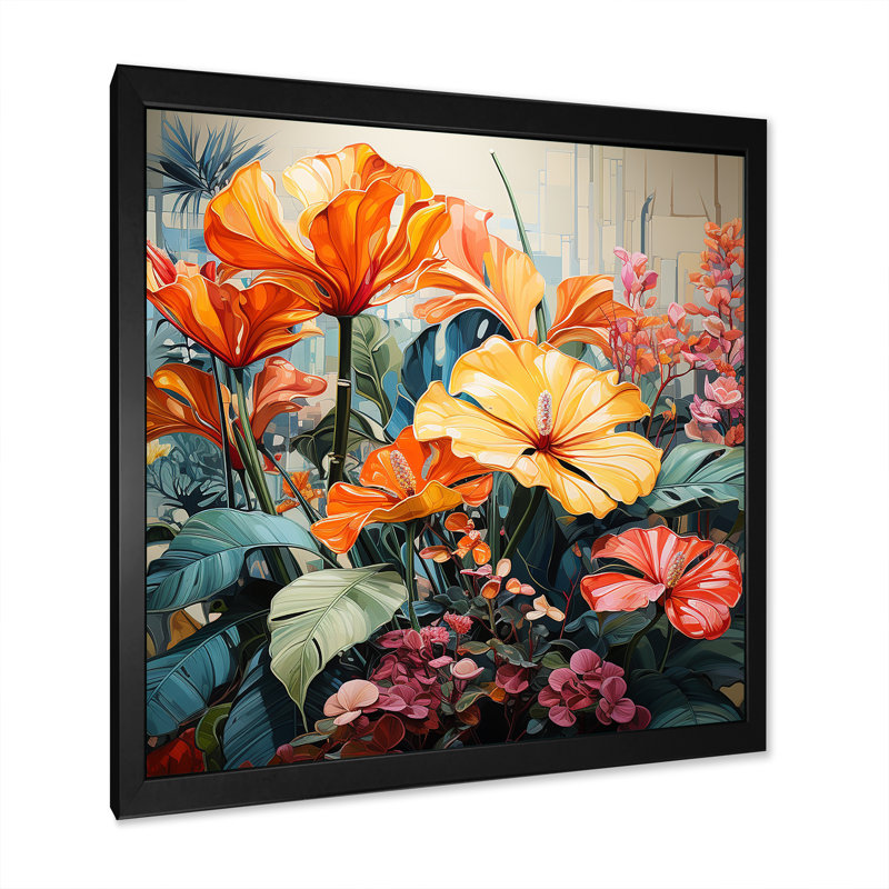 Vibrant Botanical Plants Symphony II, H 16 po x l 16 po x P 1 po, Cadre simple noir