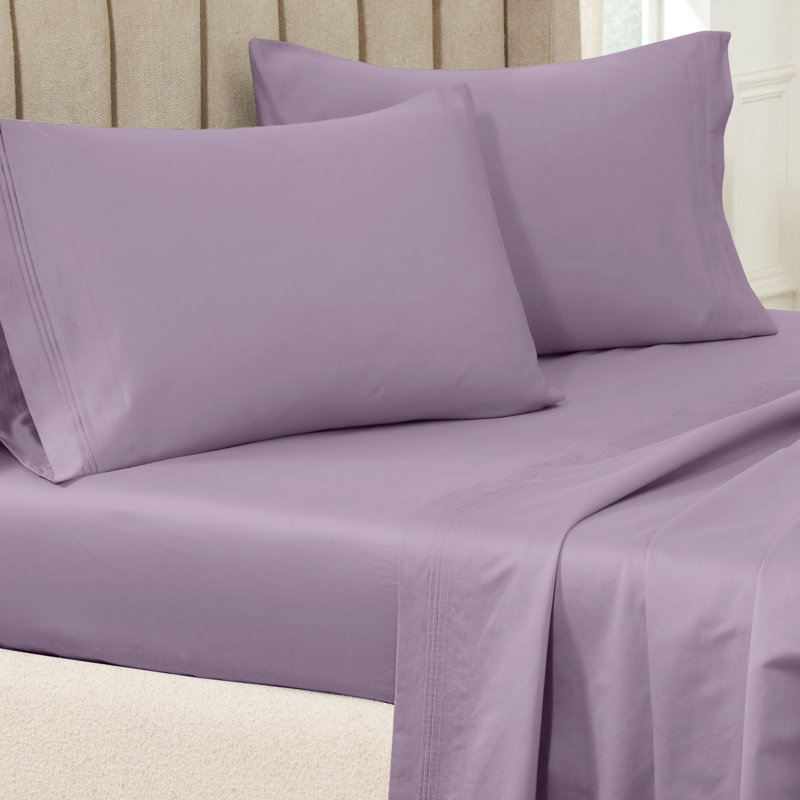 Ensemble de taies d'oreiller de couleur unie en coton égyptien certifié 650 fils Aldin, Standard, Glycine