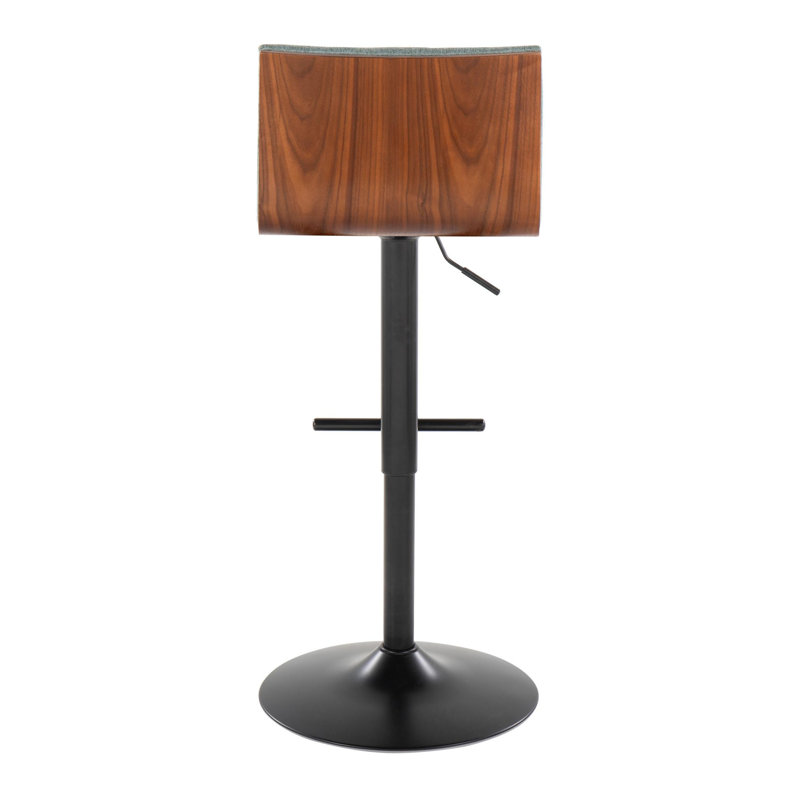 Lakyia Swivel Upholstered Adjustable Height Counter Stool with Metal Frame, Green Polyester Blend/ Black Base