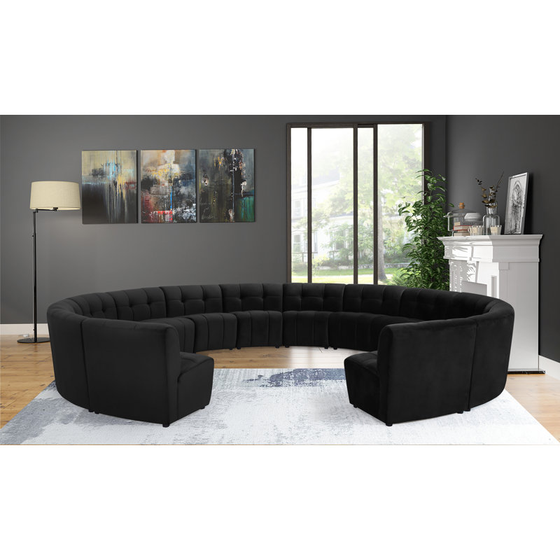 Jedson Velvet Sectional Symmetrical, Black Velvet