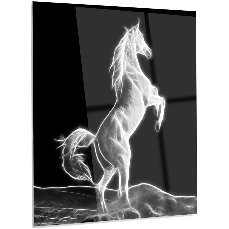 « large white cheval sculpture », impression sur métal, H 28 po x l 12 po x P 1 po