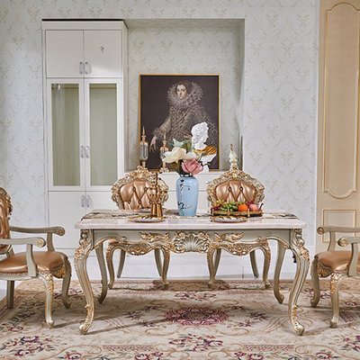 Luxury Rectangular Carved Dining Table Sets