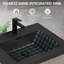 Meuble-lavabo mural flottant gris ciment 30 po, lavabo à sable en quartz noir, tiroirs à fermeture en douceur, peu encombrant, compatible avec les drains, sable, armoire, plomberie facile d'accès