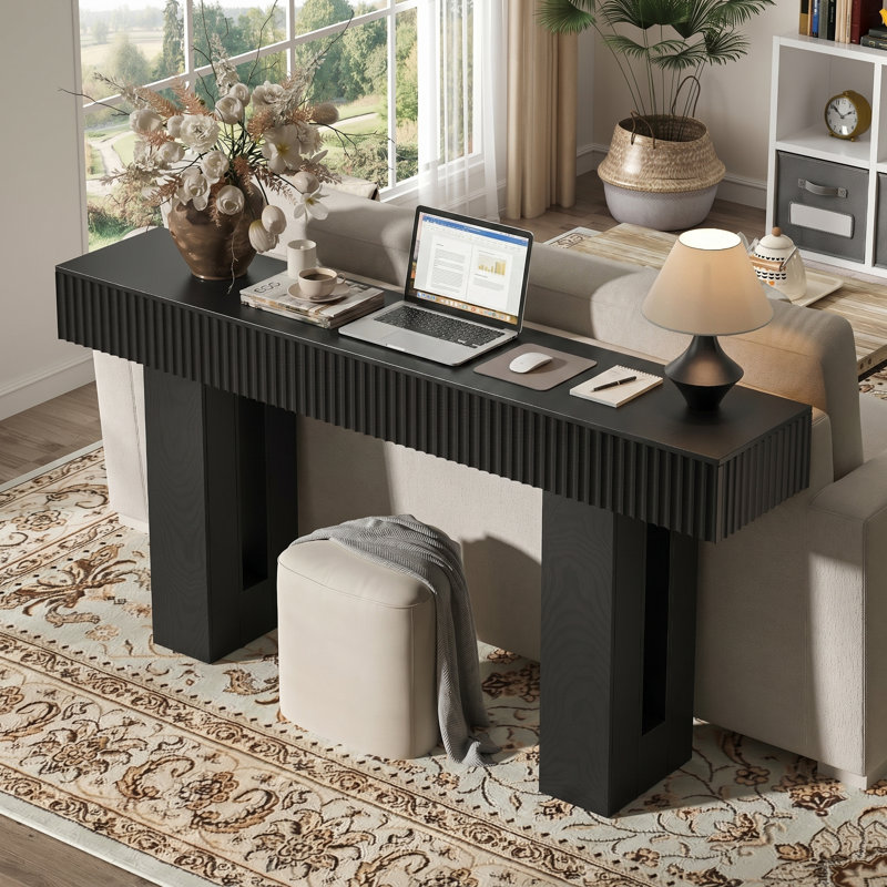 Console cannelée à pieds creux 63 po, Black