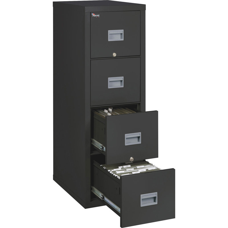 17.69'' Wide 4 -Drawer Steel File Cabinet, Black, 52.75'' H X 17.69'' W X 25'' D