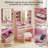 35.5" Pink Vanity Desk With Lights And Mirror, Small Makeup Station With Acrylic Drawers-1893226224
