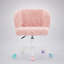 Fauteuil de bureau ergonomique en fausse fourrure de lapin avec dossier réglable et massage lombaire, rose