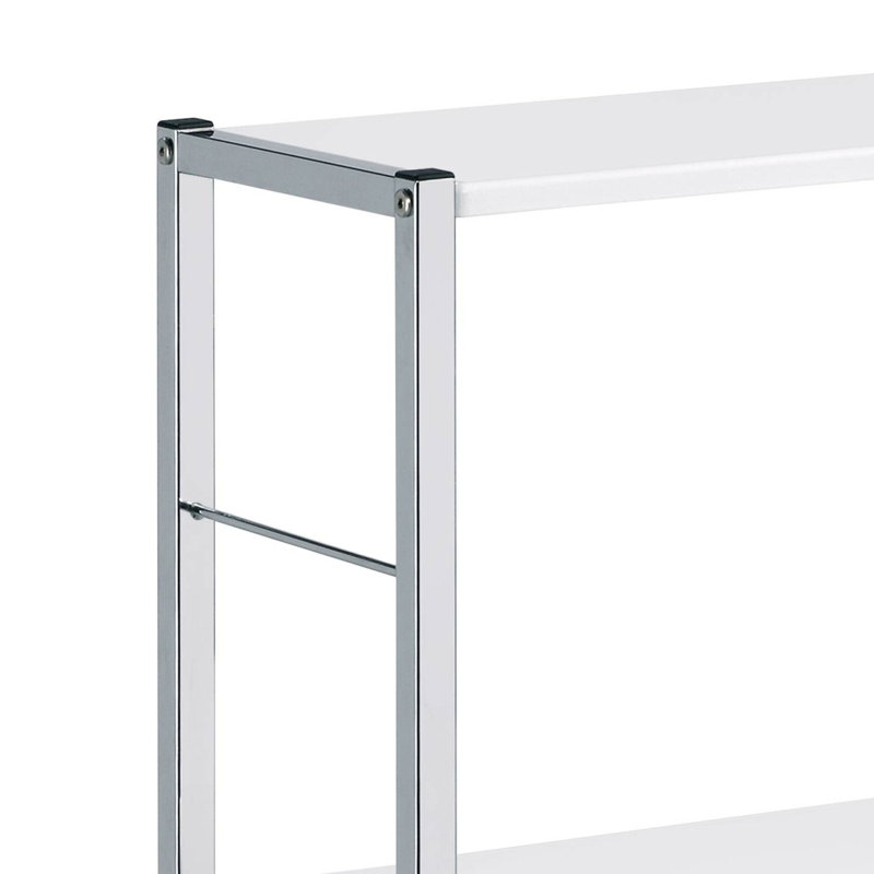 Bibliothèque blanche et chrome à 4 niveaux, H 42,57 po x l 24,57 po x P 11,57 po