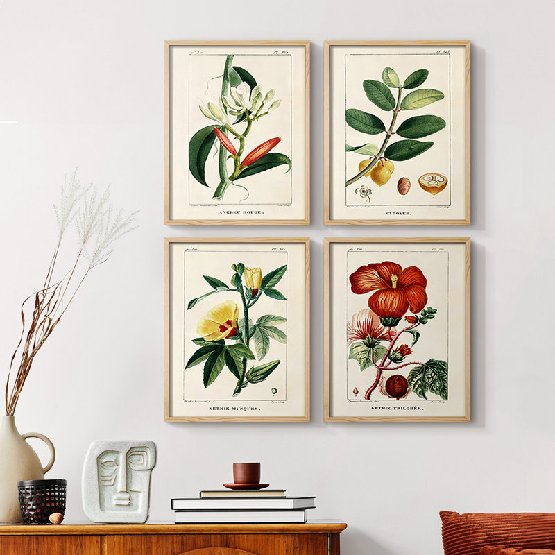 «Pivot Point I», ensemble de 4 reproductions encadrées, H 14 po x l 44 po, Naturel