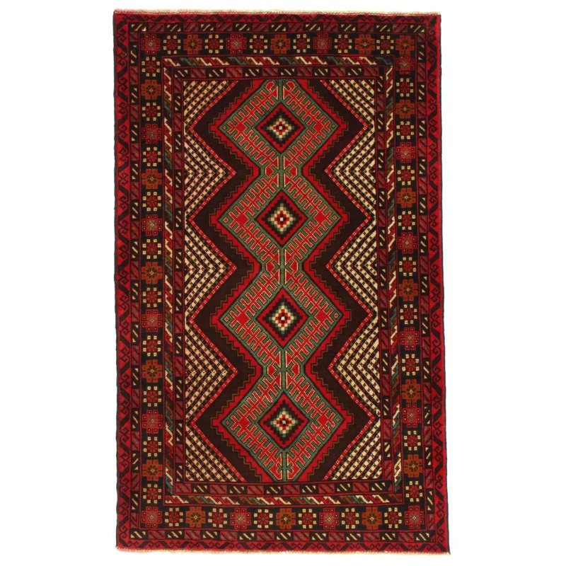 Kutchins Cotton Oriental Area Rug in Red