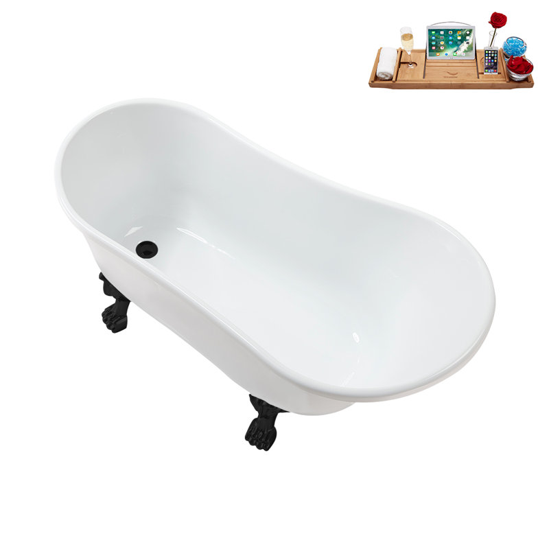 1300.5mm x 650.2mm Soaking Acrylic Bathtub, Matte Black, Matte Black