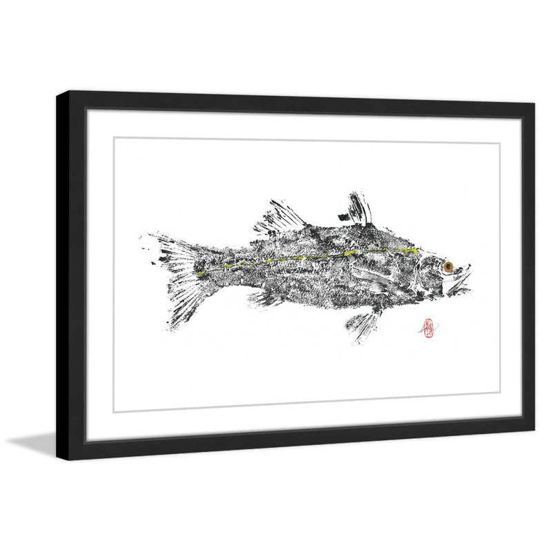 Gyotaku Japanese Fish Art Framed Canvas Print, 30" x 45"