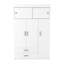 Armoire Chili, tringle, armoire à trois portes, deux tiroirs, deux tablettes réglables supérieures, quincaillerie en métal - blanc