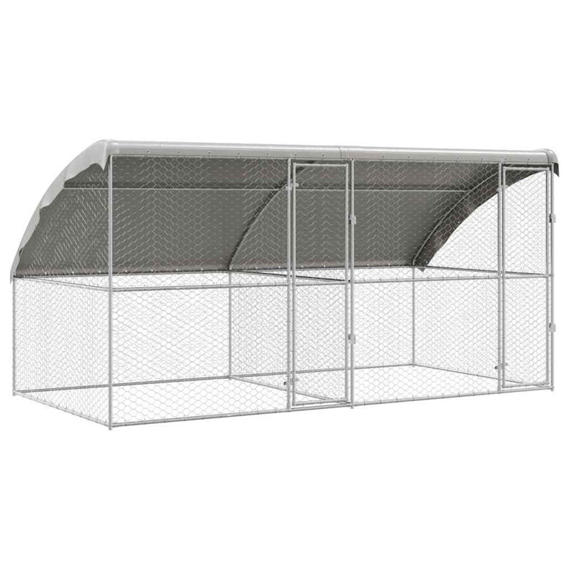 Chenil pour chien vidaXL 2 pièces argenté 13,12 x 6,56 x 6,56 pi