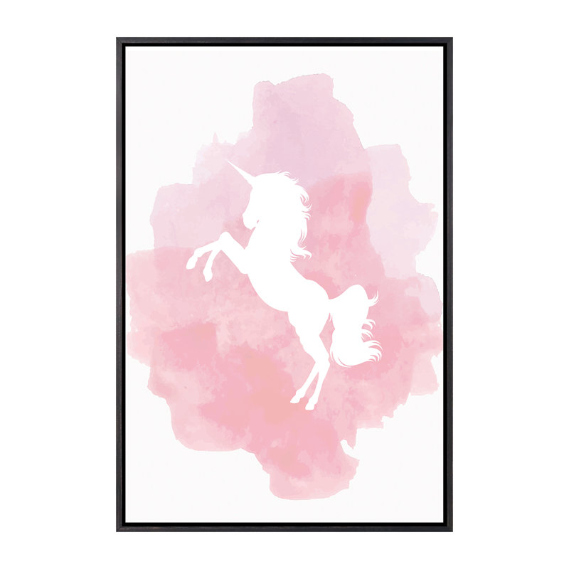 Licorne - reproduction d'impression, H 26 po x l 18 po x 1,5 po, Toile avec cadre noire patinée, Pas de tapis