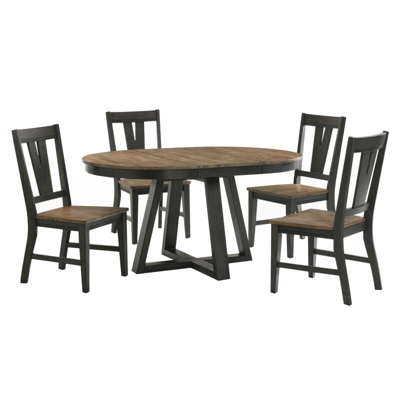 Rabee Extendable Oval Solid Wood Dining Table, 30"