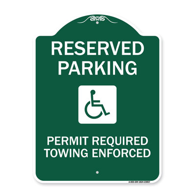 Signmission Designer Series Sign - Reserved Parking Permit Required Towing Enforced (With Graphic) | Black & Gold 18" X 24" Heavy-Gauge Aluminum Architectural Sign | Made In The USA
