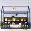 Lit simple en pin bleu marine avec rangement à DEL-497797621