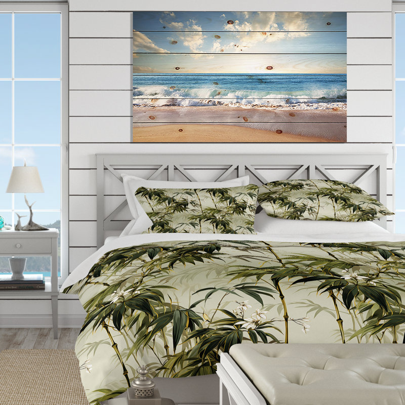 Bamboo Elegance Tropical Pattern IV - Ensemble de housse de couette tropical, Housse de couette pour très grand lit et 2 très