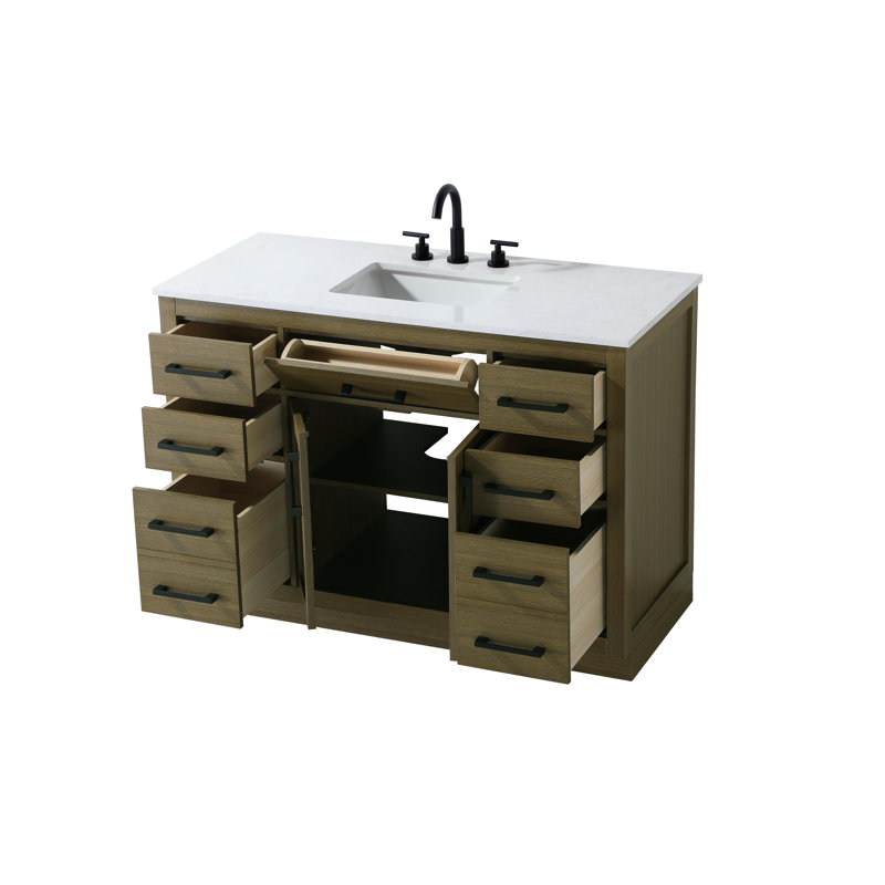 Meuble-lavabo simple 48 po Ahner, Châtaignier brun