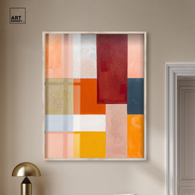 Weight of a Color IV Shadowbox Print Colorful Wall Decor by Art Remedy, Blonde Frame, 36 x 45
