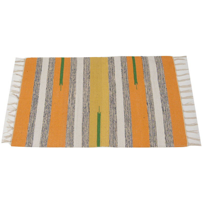 Menoken Rectangle 50 cm x 80 cm Striped Hand Knotted Kilim