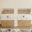  Ensemble de meuble-lavabo double 108 po avec lavabo en résine Quarnar et armoire de rangement blanche-305972914