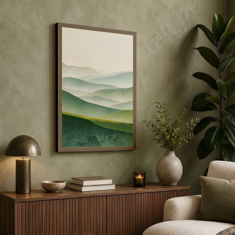 Misty Layered Hills Scandinavian - Wrapped Canvas, 24x16 - 61.0 x 40.6 cm, White Border