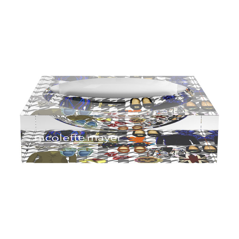Bougie Men Metal Acrylic Decorative Tray, 6"W x 6"D x 2"H