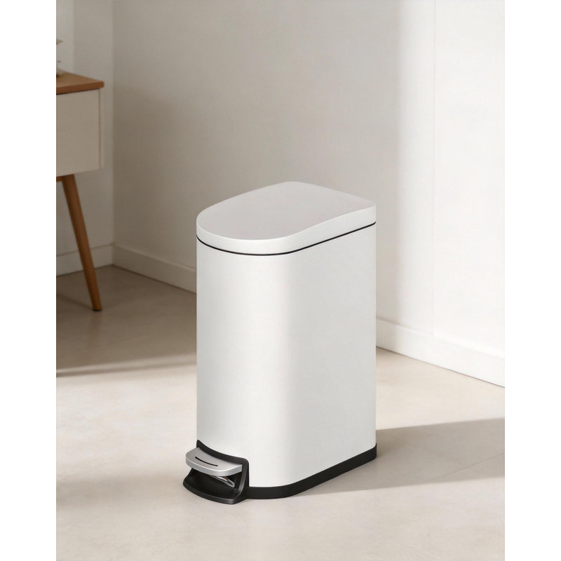 Poubelle mince 2,6 gallons / 10 litres avec seau intérieur amovible, Blanc