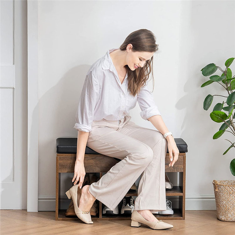 Banc de rangement pour chaussures 5 paires, Brun