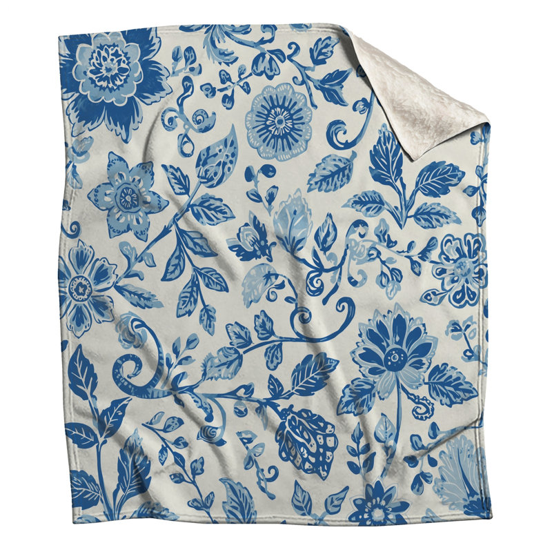 Couvertures botaniques bleues, 60 po L x 80 po H