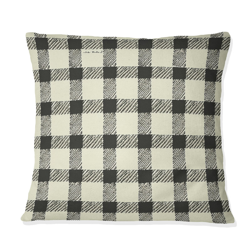 Coussin moderne noir Houndstooth III - moderne, H 16 po x l 16 po