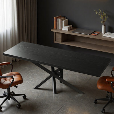 Table de conférence en bois massif, réception de bureau longue
