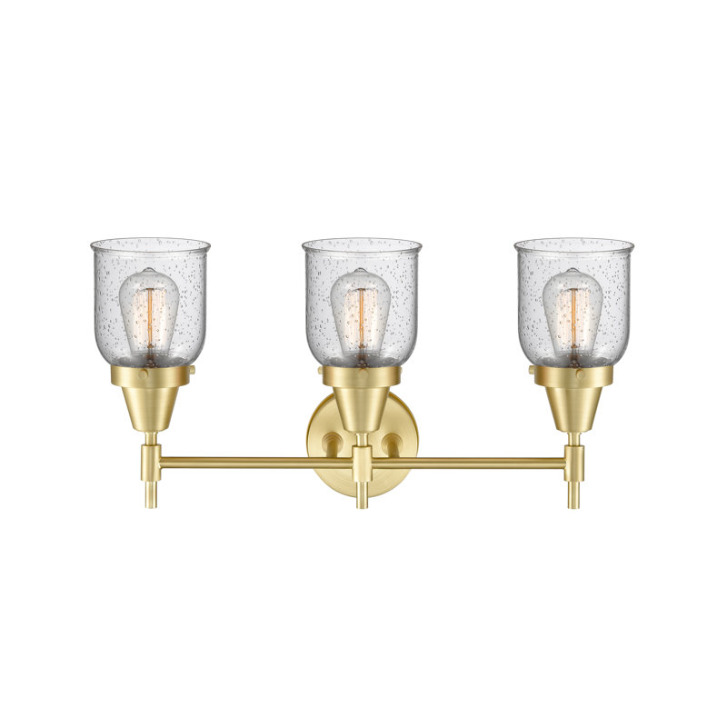 Gayle 3 - Light Dimmable Vanity Light, Satin Brass, 4 Watt Vintage LED Bulb, Seedy