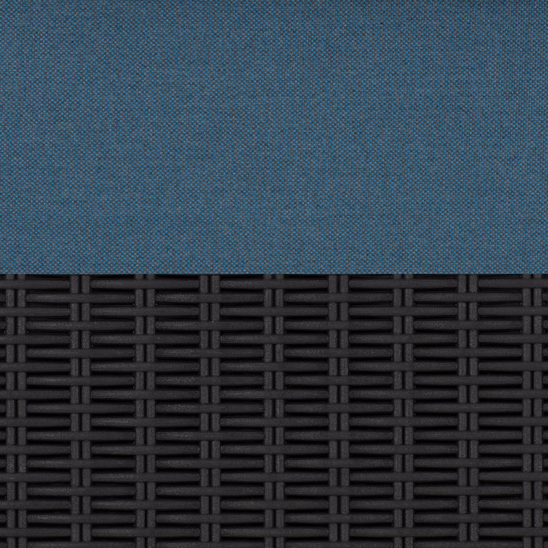 Ensemble de conversation modulaire en rotin 5 pièces avec coussins Artishia, Bleu, Noir