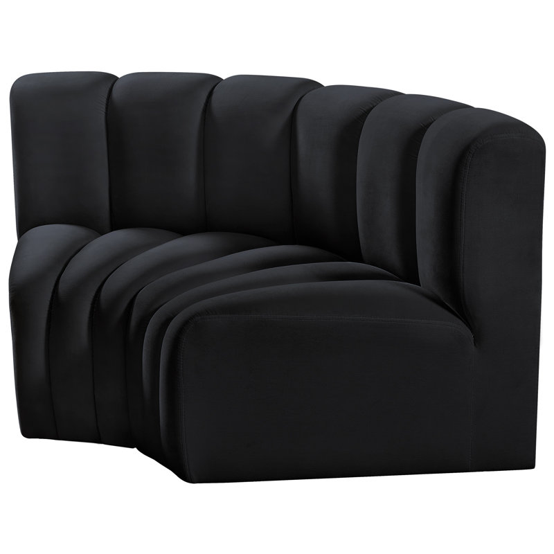 Ivanildo Upholstered Curved Sectional Reversible, Black Velvet