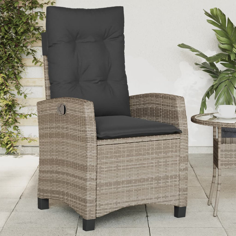 Chaise de patio inclinable avec coussins Vidaxl, Gris, Gris
