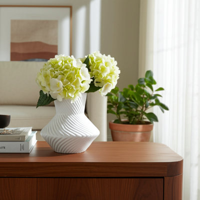 Contemporary Stoneware and Ceramic Vase with Sculptural Textured Design and Modern Curved Silhouette for Sleek Decorative Display