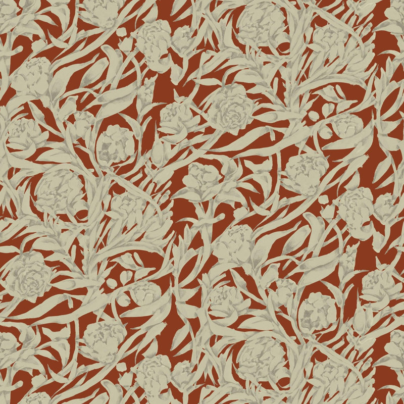 Wandervine - Botanical Wallpaper, Crimson, Premium Paper